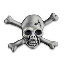 PinMart's Small Skull and Cross Bones Halloween Biker Lapel Pin picture