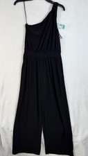 Kayleigh Jumpsuit Black Small Petite Luna One Shoulder Knit Women NWT picture