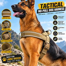 Tactical Dog Harness No Pull 1000D Nylon Large Dogs Handle Reflective Vest picture