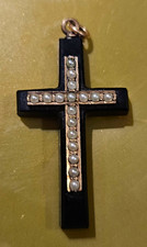 antique Victorian mourning cross pendant E&B picture