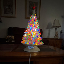 Vintage Ceramic Christmas Tree scioto Stans 21” Mother of pearl picture