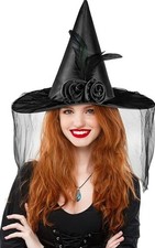 Landisun Halloween Women Witch Hat witches hats for women Adult Wicked One Side picture