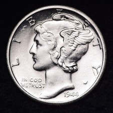 1944-D Mercury Silver Dime AU   picture