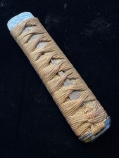 Japanese Tsuka Sword Handle Fuchi Kashira Menuki Wrapped Antique Edo Style picture