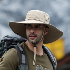 Sombrero Pescador Verano Hombre Estilo Pesca Al Aire Libre Anti UV Ancha Grande picture