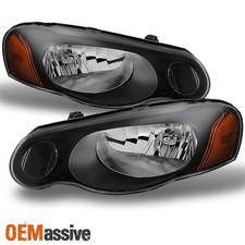 Fit 04-06 Chrysler Sebring Convertible & Sedan Black Replacement Headlights Pair picture