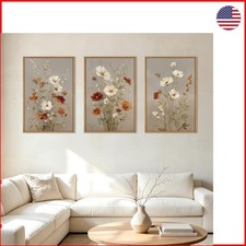 Vintage Floral Wall Art Set of 3 - Framed 16x24 Paintings for Any Room picture