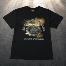 Vintage 1998 Harley Davidson Raw Power T-Shirt Black XL Skater Biker Retro 90s picture