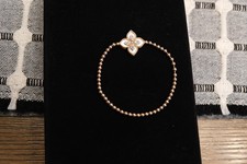 Roberto Coin 18k yellow gold beaded stretch bracelet princess diamond MOP picture