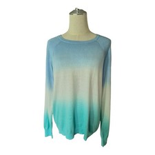J Society New York Sweater M Blue Aqua Ombre 100% Cotton Coastal Pullover picture