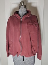 Guess Vintage Burgundy Bomber Style Zip-Up Sweatshirt Jacket Fits M-L picture