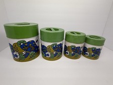 Vintage Rare MCM Mushroom Butterfly Bee Canister Set Of 4 Made In Japan picture