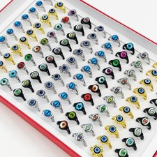 Wholesale 50/100pcs Mix Design Eye Rings Evil Eyeball Party Finger Jewelry Bulk picture