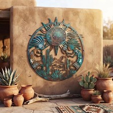 Southwestern Kokopelli Metal Wall Art, Desert Sun Moon Decor picture