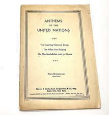 Vintage 1942 Anthems of the United Nations WWII Allied Sheet Music Songbook Edwa picture