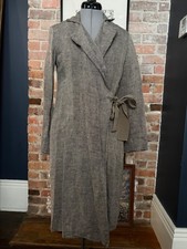 Dosa light weight collared  wrap coat HEATHER GRAY LINEN  sz 2 EXC. Cond. picture