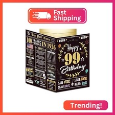 99th Birthday Card for Women Men - Back In 1927 Black & Gold - 99 Happy BIRTHDAY picture
