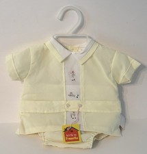 Vintage Baby Boys Romper Yellow 0-3M Whipped Cream by Klopman Summer Outfit NOS picture