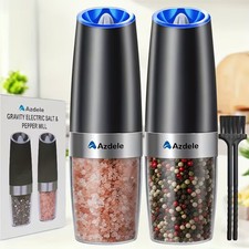 US Electric Salt and Pepper Stainless Grinders (2Pack) with Luxury Blue LED picture