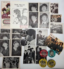 Vintage Beatles Lot Stickers Fanzines Vari-Vue Pins Postcard Cut Outs picture
