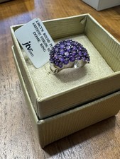 NEW W/TAGS JTV STERLING & NATURAL AMETHYST 15.5MM RING 6.5GR #1709 picture