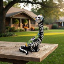 Talavera Tall Cat Figurine | Hand-Painted Day of the Dead Art picture