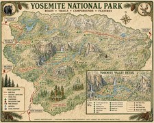 133 Modern Pictorial Map of Yosemite National Park Beautiful Wall Art picture