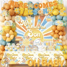 Here Comes The Son Baby Shower Decor - Boho Sun Baby Shower Party Tableware w... picture