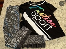 Justice Girls Justice Sports Top / Bra & Leopard Legging Set Size 8 picture