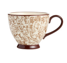 Chocolate Brown Fall Bunny Toile Ceramic Mug 16 oz – Country Floral Design picture