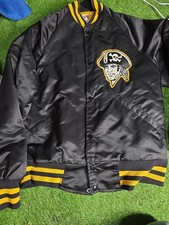 VINTAGE 80s RARE MLB PITTSBURGH PIRATES BLACK STARTER SATIN JACKET Needs Repair  picture