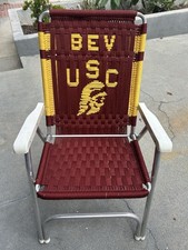 RARE Vintage Hand Woven USC TROJANS Folding Rope Macrame Chair Tailgate picture