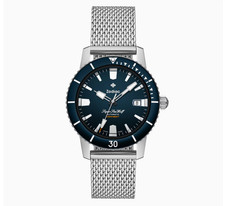 Super Sea Compression Diver Blue/Silver Stainless Steel Black Dial Wristwatch ZO picture