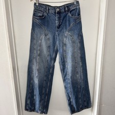ASOS Reclaimed Vintage seam detail straight leg jean mid blue wash Women’s 26 picture