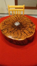 Boxing Speed Bag Platform - Fractal Burned - Solid Oak Drum 'Teardrop' Slab picture