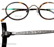 Unisex Eyeglasses Vintage oval Optical Full frame 49-21-147 Black/tortoise New picture