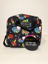 Betsey Johnson Skull Rose Tattoo Insulated Lunch Cooler Bag Black NWT picture