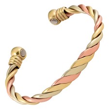 Copper Magnetic Therapy Bracelet High Power Pain Rare Earth Magnets Triple Cuff picture