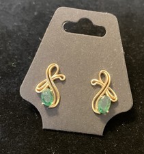 Vintage 14k Gold Emerald Earrings Acid Tested picture