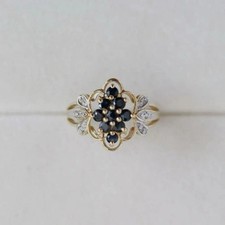 Art Deco Style Round Lab Created Diamond 14K Yellow Gold FN Engagement Ring picture