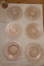 Set /6 Anchor Hocking Pink Hobnail 8 3/8
