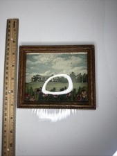 Antique Howe Caverns NY Lodge Convex Bubble Glass Framed Picture 6x8 Inch picture