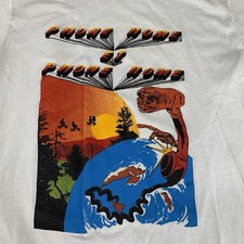 E.T. PHONE HOME Vintage 1980s Movie Promo T-Shirt Large White 50/50 Blend Thin picture