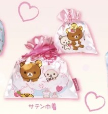 San-X  Rilakkuma Heart Bathtime Assortment Collection Satin Drawstring Bag picture