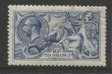 GB - 1915 DLR SEAHORSE 10/- BLUE MINT SPACEFILLER  SG.412 CAT. £2500 (REF.G21) picture