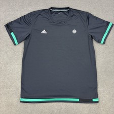 Adidas Roland Garros Shirt Mens Large Navy Short Sleeve Crew Tennis Flaw picture