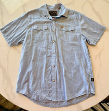 Howler Bros Men's M Regular Short Sleeve Solid Blue Snap Button-Up Shirt Pockets picture