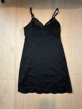 Vanity Fair Black Slip Dress Small Sheer Lace Sexy Strap 34 picture