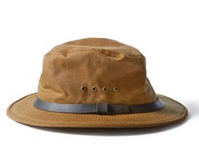 Filson Tin Cloth Insulated Packer Hat Dark Tan Khaki Waxed Cotton Small USA picture