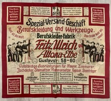 Antique German Fritz Ulrich Advertising Display Cloth Banner Altona Elbe 26x30 picture